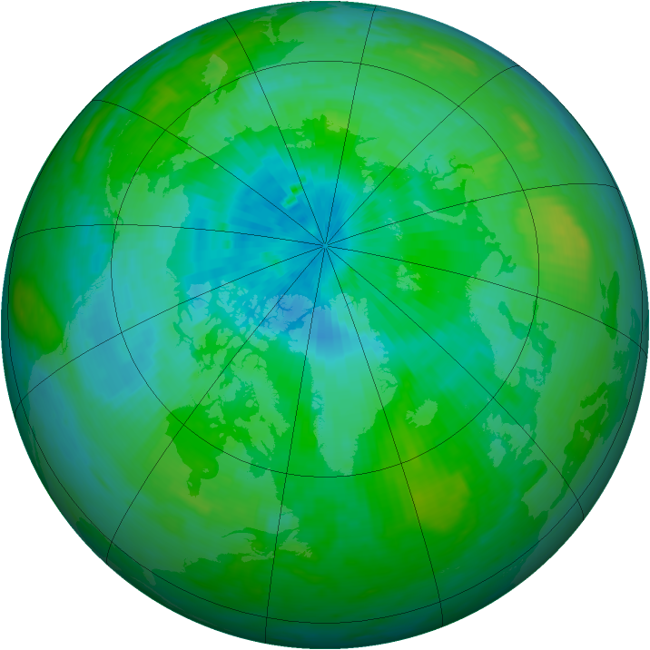 Arctic ozone map for 28 August 1990